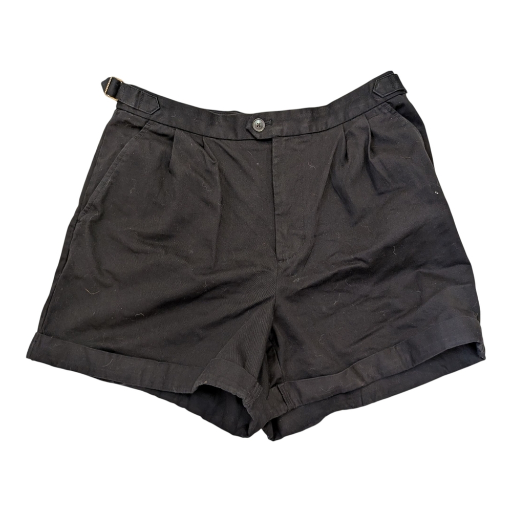 Banana Republic Women's Black Cotton Shorts Size 12 Buckle NWT Resort Casual New
